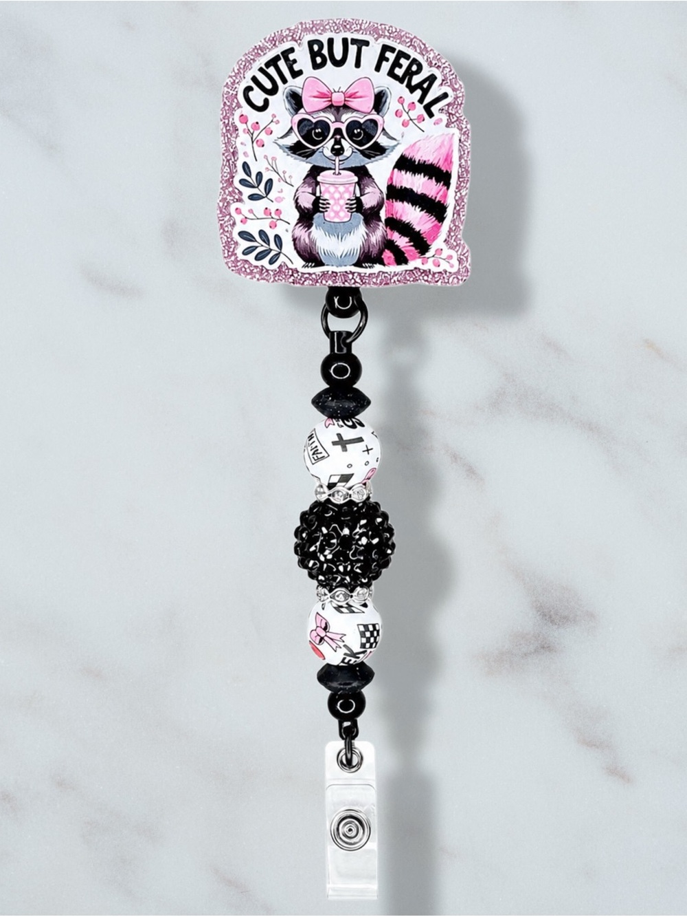 Cute But Feral Racoon Badge Reel